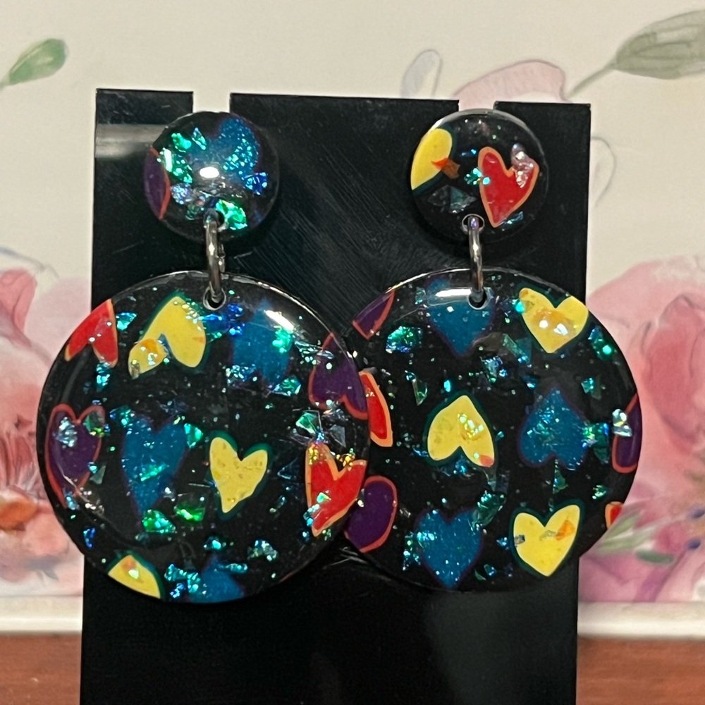 Clay and Simple Dangle Heart Stud Earrings
